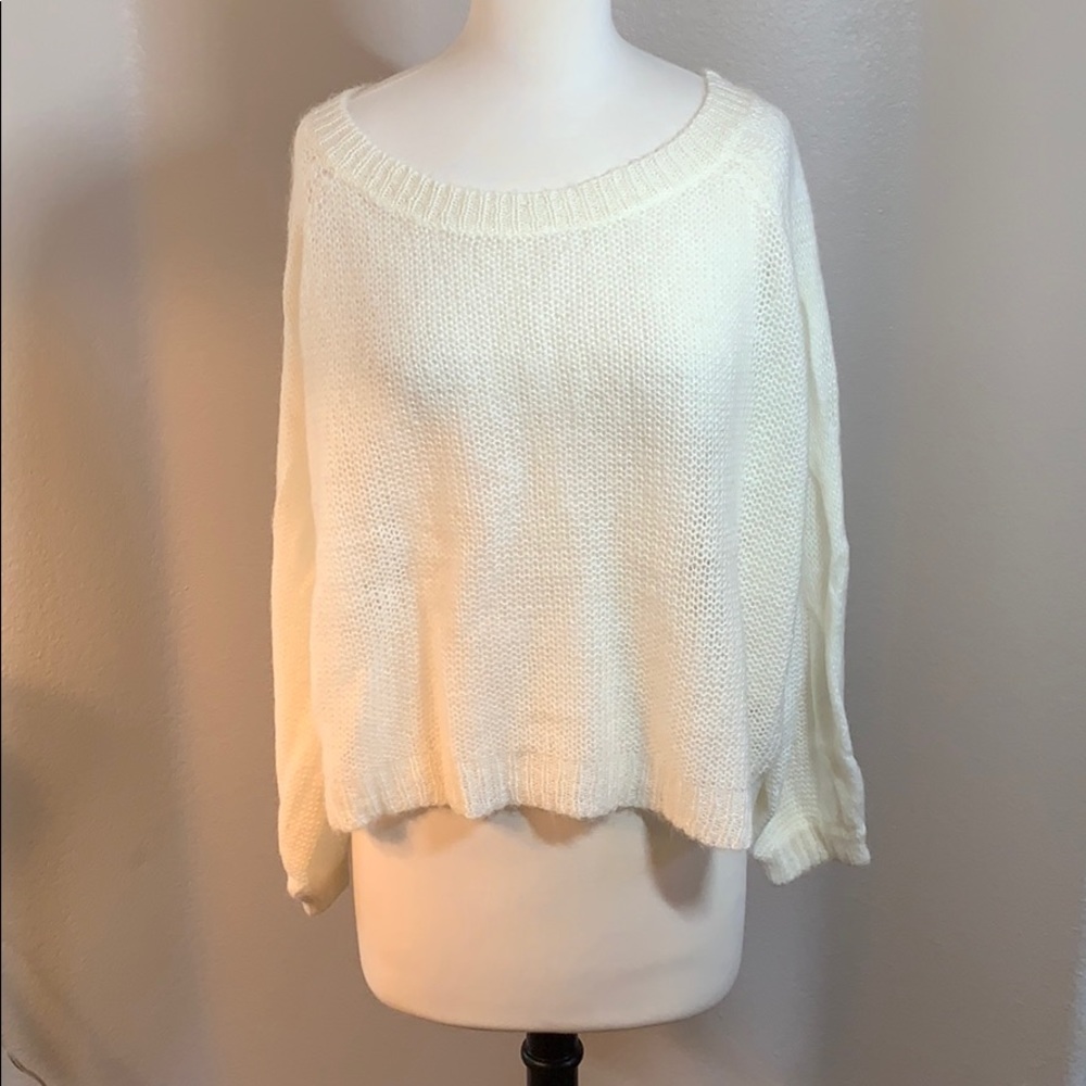 NWT anthropologie cream crop sweater fits like XL